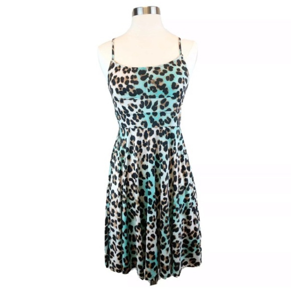 Forever 21 Teal Leopard/Cheetah Print Dress